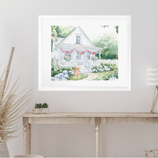 Aquarell Americana Patriotic Country Hütte Poster