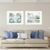 Aquarell Americana Patriotic Country Hütte Poster