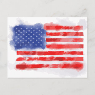 Aquarell-Amerikanische Flagge für Veteranen und Pa Postkarte