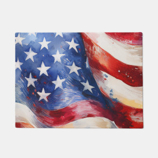 Aquarell-Amerikanische Flagge Fußmatte