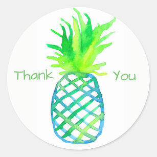 Aquarell-Ananas danken Ihnen Runder Aufkleber