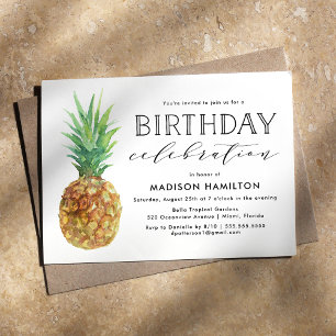 Aquarell-Ananas-Geburtstagsfeier Einladung