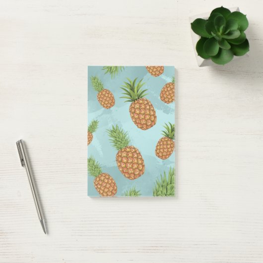 Aquarell-Ananas-Muster 2 Post-it Klebezettel (Büro)