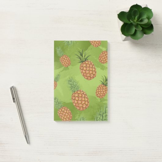 Aquarell-Ananas-Muster 4 Post-it Klebezettel (Büro)