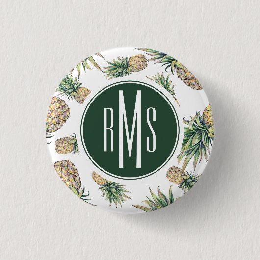 Aquarell-Ananas-Muster Button (Vorderseite)