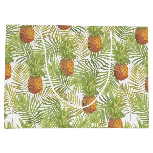 Aquarell-Ananas-Muster Große Geschenktüte (Rückseite)