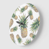 Aquarell-Ananas-Muster Große Wanduhr (Winkel)