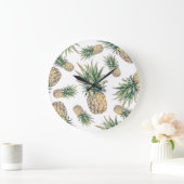 Aquarell-Ananas-Muster Große Wanduhr (Zuhause)