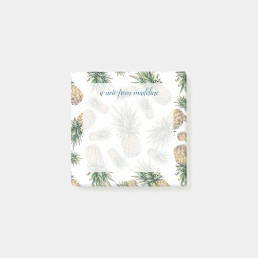 Aquarell-Ananas-Muster Post-it Klebezettel (Vorderseite)