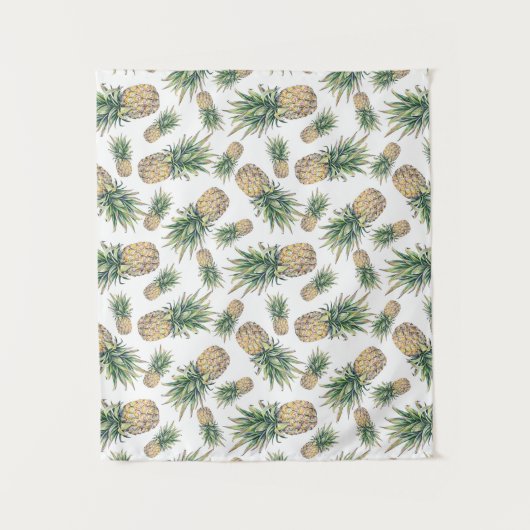 Aquarell-Ananas-Muster Wandteppich (Vorderseite)