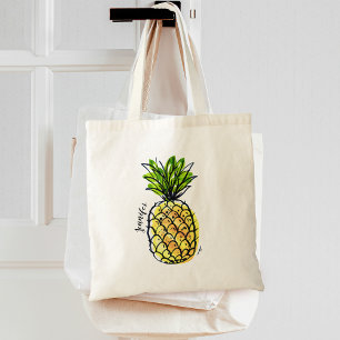 Aquarell-Ananas Personalisiert Tragetasche