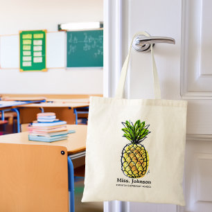 Aquarell-Ananas-Personalisierter Lehrer Tragetasche