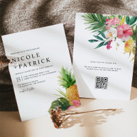 Aquarell-Ananas-Tropen-QR-Code-Hochzeit