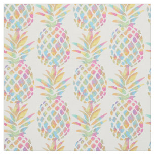 Aquarell-Ananas-Tropisches-Regenbogen-Muster Stoff