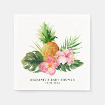 Aquarell-Ananas-und-Hibiskus-Baby-Shower
