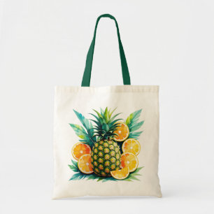 Aquarell-Ananas & Zitrus Tropisches Obst-Tot Tragetasche