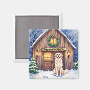 Aquarell Anatolischer Hirtenhund Rustikale Scheune Magnet