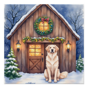 Aquarell Anatolischer Hirtenhund Rustikale Scheune Poster