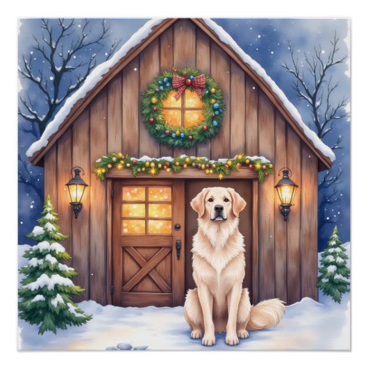 Aquarell Anatolischer Hirtenhund Rustikale Scheune Poster (Vorderseite)