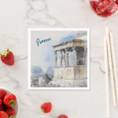 Aquarell Ancient Athens Griechenland Napkins-Tisch Serviette (Beispiel)