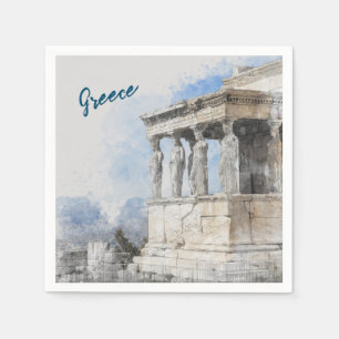 Aquarell Ancient Athens Griechenland Napkins-Tisch Serviette