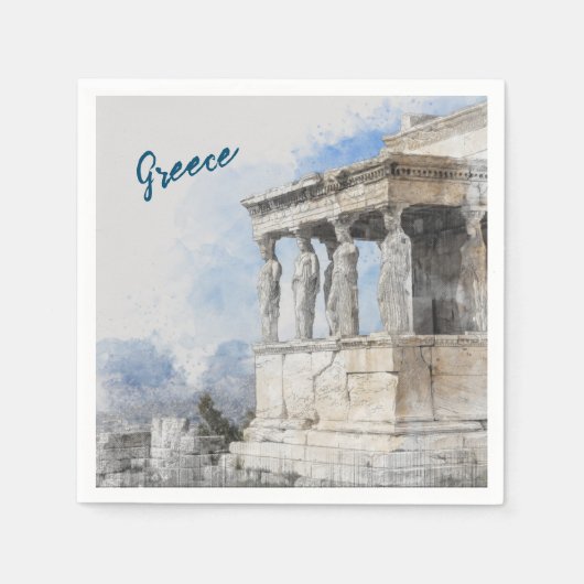 Aquarell Ancient Athens Griechenland Napkins-Tisch Serviette (Vorderseite)