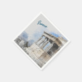 Aquarell Ancient Athens Griechenland Napkins-Tisch Serviette (Ecke)