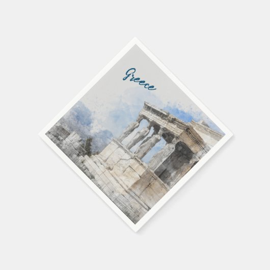 Aquarell Ancient Athens Griechenland Napkins-Tisch Serviette (Ecke)