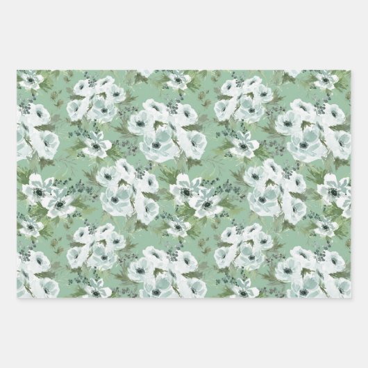 Aquarell-Anemone-Geschenkpapier-Set aus 3 Geschenkpapier Set (Vorderseite 2)
