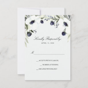 Aquarell-Anemone-Hochzeits-Antwortkarte RSVP Karte