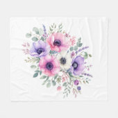 Aquarell-Anemonen-Blumen-Floraldecke Fleecedecke (Vorderseite (Horizontal))