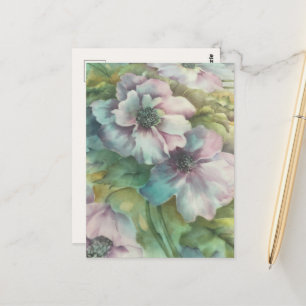 Aquarell-Anemonen Floral Postkarte