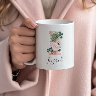 Aquarell-Anfangbuchstabe auf Tasse - I