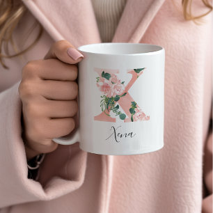 Aquarell-Anfangstasse mit Blumen - X Kaffeetasse