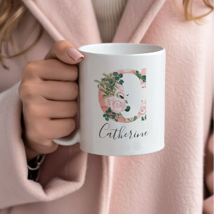 Aquarell-Anfangstuch mit Blumenmotiv - C Kaffeetasse