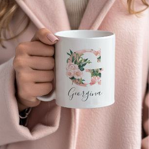 Aquarell-Anfangstuch mit Blumenmotiv - G Kaffeetasse
