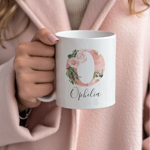 Aquarell-Anfangstuch mit Blumenmotiv - O Kaffeetasse