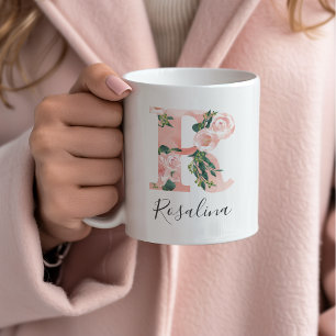 Aquarell-Anfangstuch mit Blumenmotiv - R Kaffeetasse
