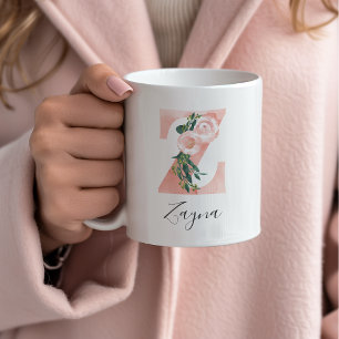 Aquarell-Anfangstuch mit Blumenmotiv - Z Kaffeetasse