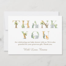 Aquarell Animals Baby Dusche Danke Karte