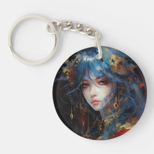Aquarell Anime Prinzessin Schlüsselanhänger