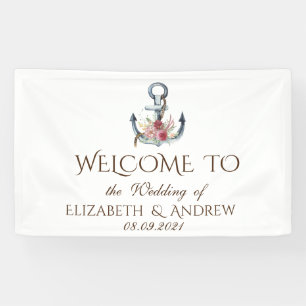 Aquarell Anker Blumen Maritim Banner