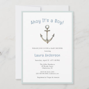 Aquarell Anker Marine Baby Junge Baby Shower Einladung