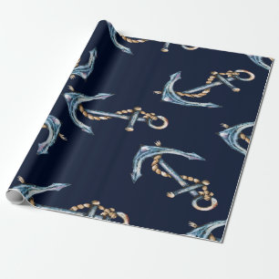 Aquarell-Anker Marineblau Geschenkpapier