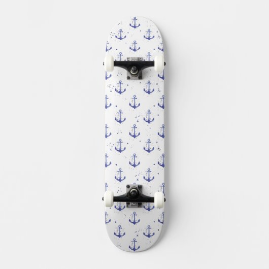Aquarell-Anker-Muster 2 Skateboard (Vorderseite)