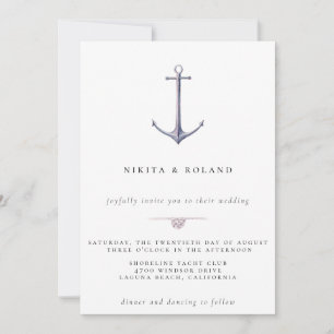 Aquarell-Anker-nautische Hochzeitseinladung Ankündigung
