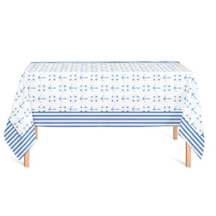 Aquarell-Anker-Rettungsring-gestreifte Bordüre Tischdecke