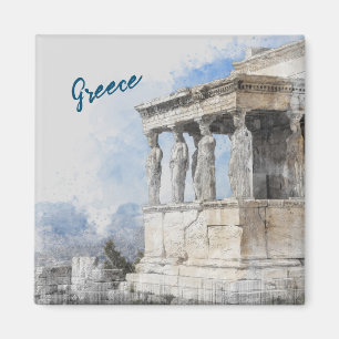 Aquarell Antike Ruinen Magnet - Athen Griechenland