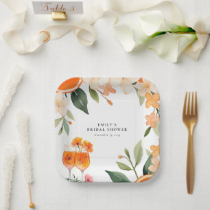 Aquarell Aperol Spritz Brautparty Pappteller