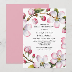 Aquarell Apfel Kirschblüten Brautjungfern Mittages Einladung